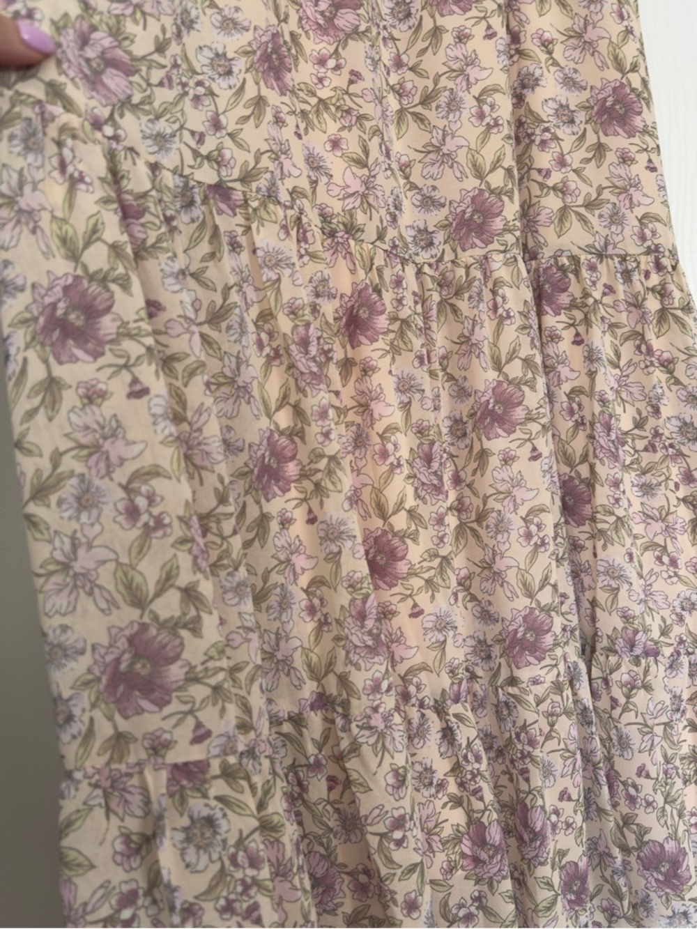 🌸 ASTR The Label Floral Maxi Dress XS Cottagecore Tie Strap Ruffle Boho - Picture 7 of 11